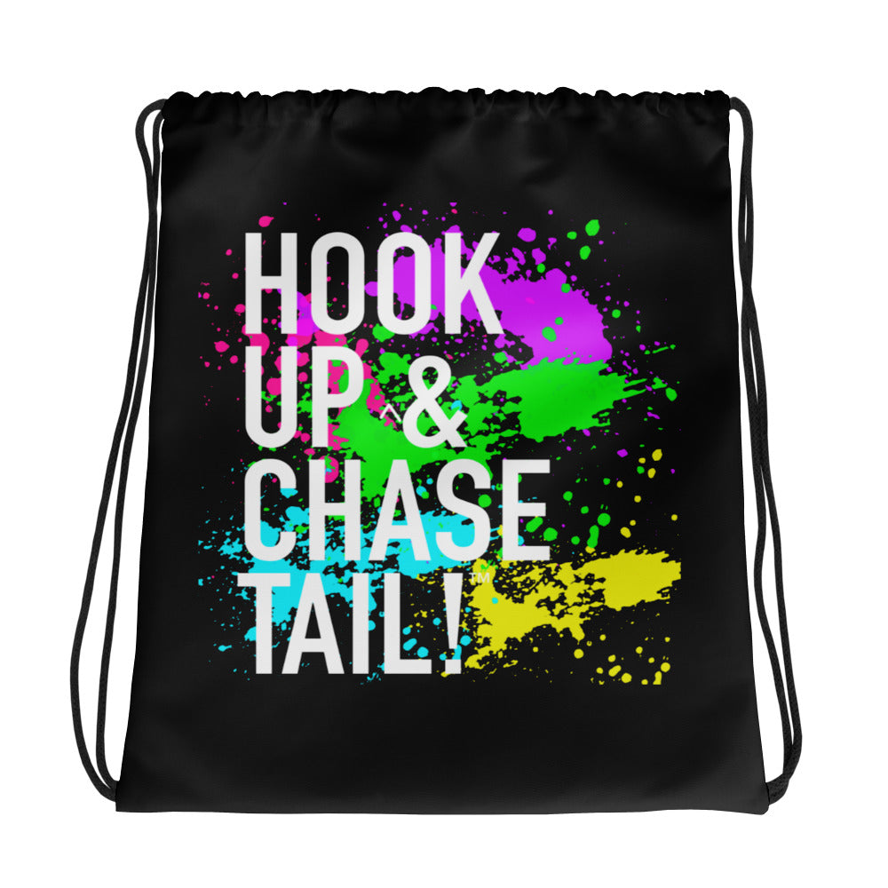 Hook Up & Chase Tail!  Drawstring bag